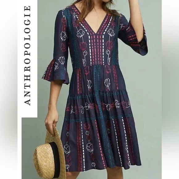 Anthropologie AKEMI + KIN Hailey Embroidered Dress Size 2 - Picture 2 of 16